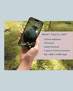 Three phone wallpapers, jpg format, instant download 4 sizes to fit iPhone and Android, big 1.3 to 4+ MG images