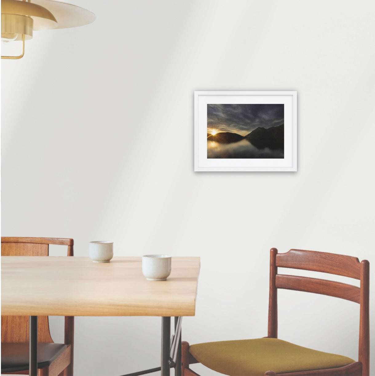 Dawn arrives to Glendhu Bay on Lake Wānaka A3 white wood frame (420 x 297mm print; 550× 420mm frame)