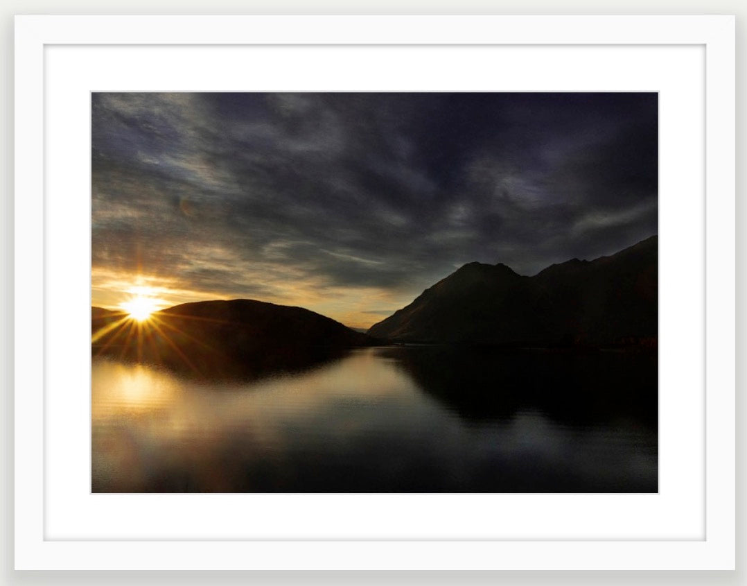 Dawn arrives to Glendhu Bay on Lake Wānaka - Wood frame size A1, A2 or A3