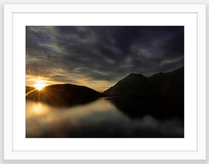 Dawn arrives to Glendhu Bay on Lake Wānaka - Wood frame size A1, A2 or A3