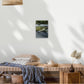 A small vertical wall art stretched canvas of a green forest and moody long exposure  clean river in New Zealand