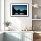 A1 wood frame (741 × 526mm print, 865 × 618mm frame) Mitre te atakura Mitre Peak dressed in her red tips of dawn, te ata kura, on a rare and beautifully clear, still, morning. Milford Sound New Zealand. 