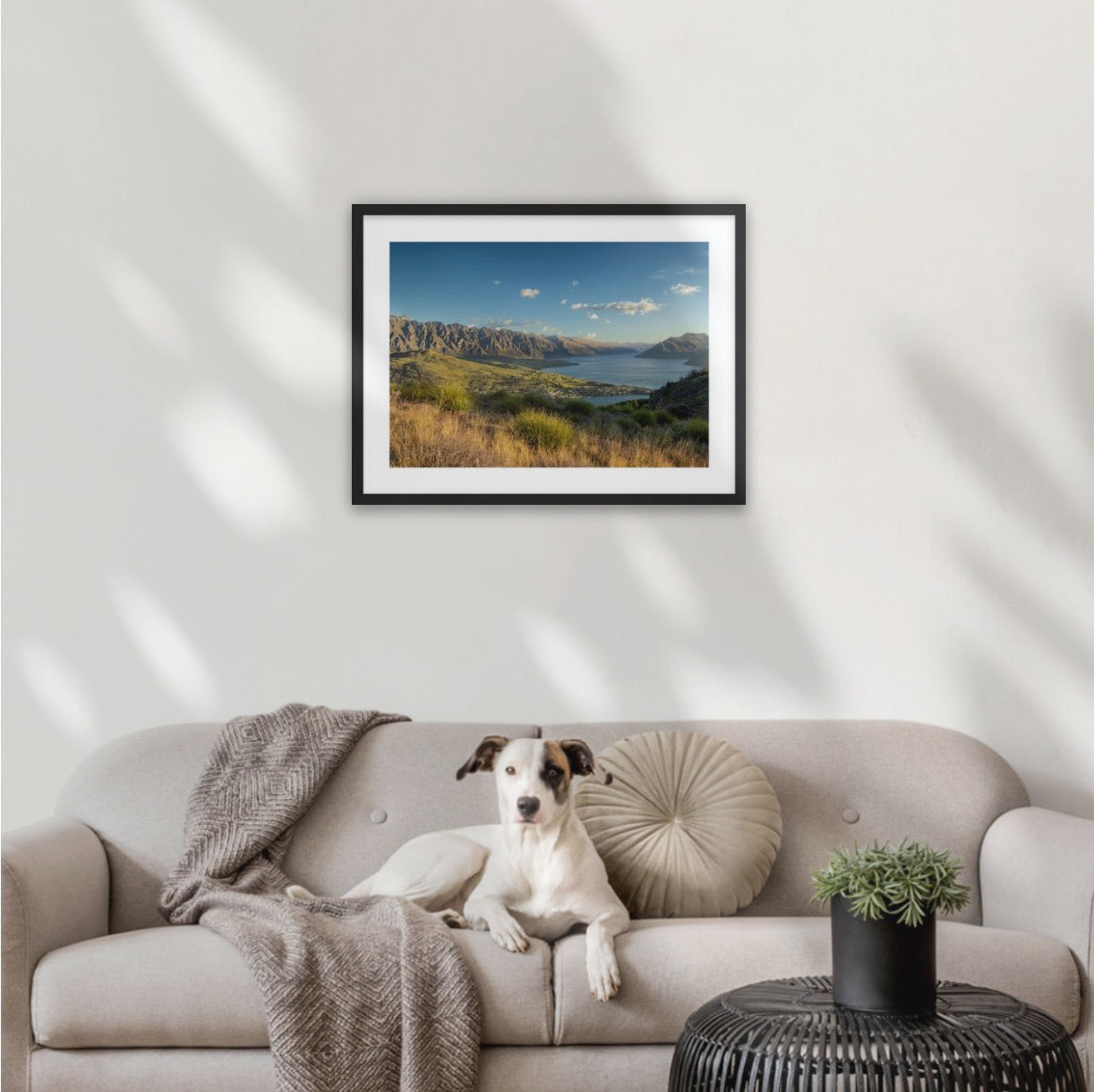Sweeping sunset views of Queenstown's Remarkables mountain range in late spring, overlooking Lake Wakatipu, New Zealand