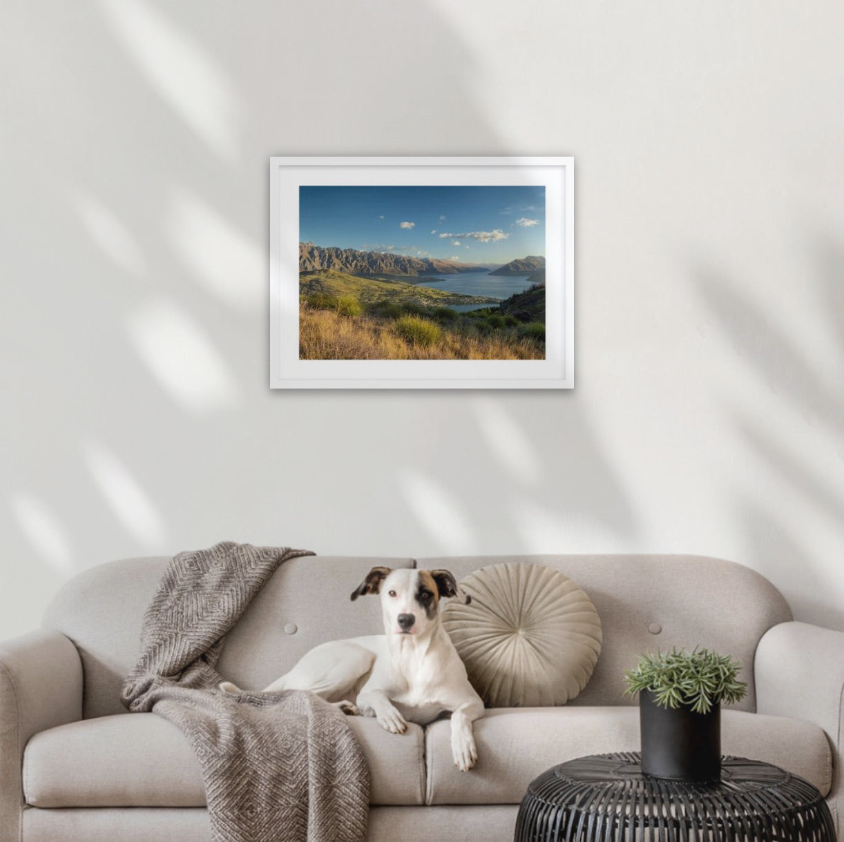 Sweeping sunset views of Queenstown's Remarkables mountain range in late spring, overlooking Lake Wakatipu, New Zealand