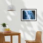 The Blue Waterbird celebrating the ethereal swirling waters of the Stirling Falls, Milford Sound in Aotearoa, New Zealand. A2 black wood frame (594 x 420mm print, 720 × 550mm frame)