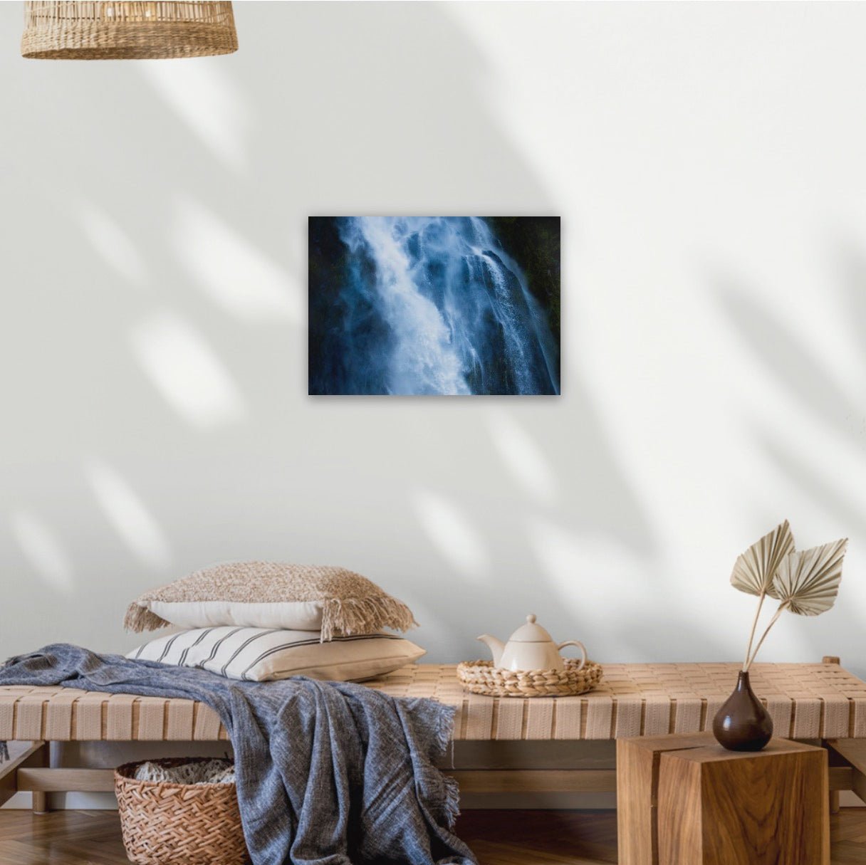 The Blue Waterbird celebrating the ethereal swirling waters of the Stirling Falls, Milford Sound in Aotearoa, New Zealand. 16"x24" Canvas 400x600mm (approx. A2 or 42x59.4cm)