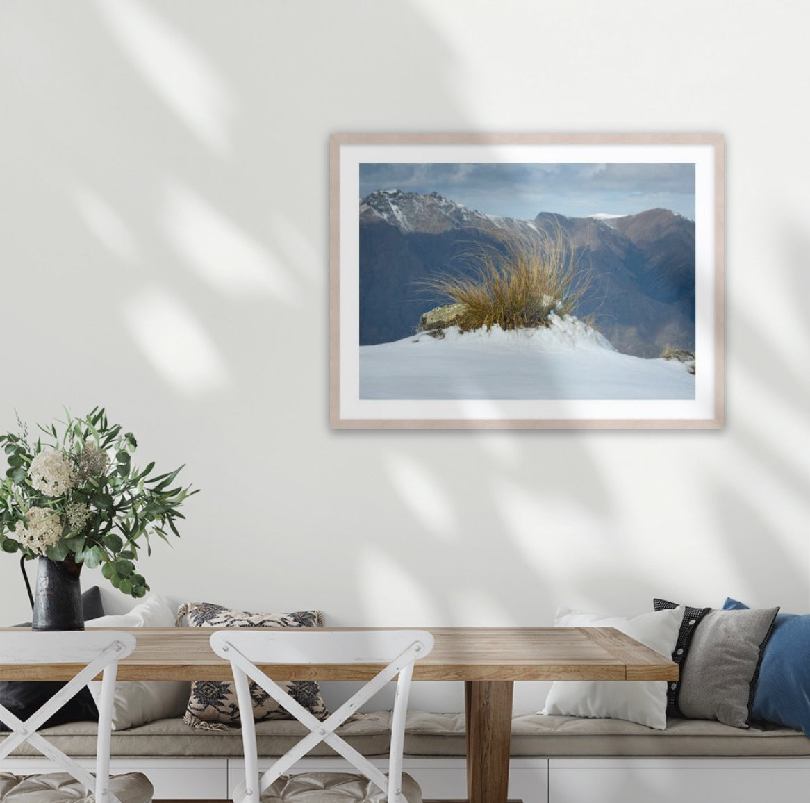 Tussock in Snow, shows the story of wild high peaks of the Otago province in deep south of New Zealand A1 size