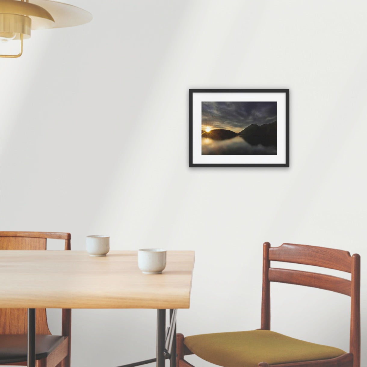 A3 black wood frame (420 x 297mm print; 550× 420mm frame) Dawn arrives to Glendhu Bay on Lake Wānaka