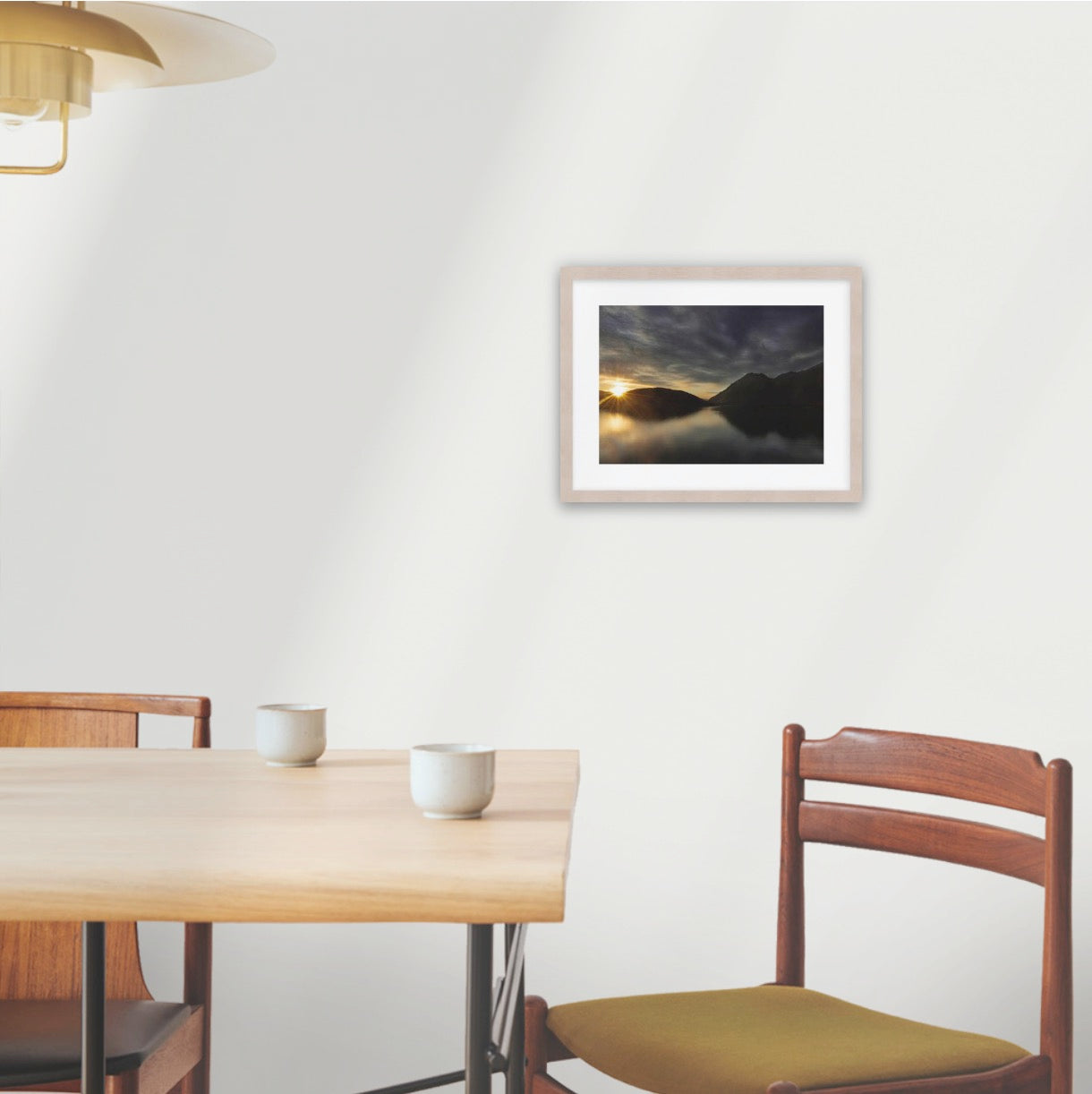 A3 raw wood frame (420 x 297mm print; 550× 420mm frame) Dawn arrives to Glendhu Bay on Lake Wānaka