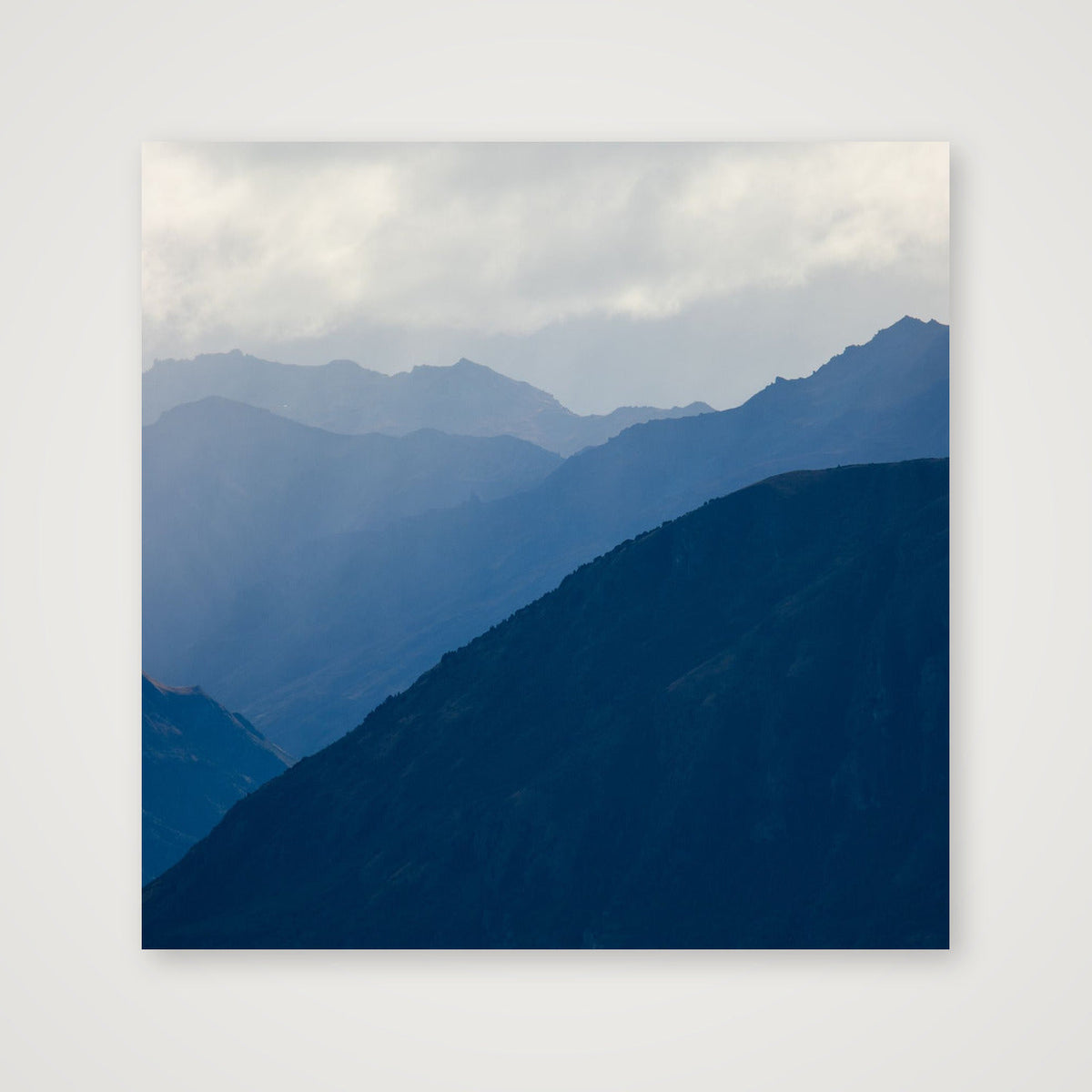 Wanaka Blue Misty Mtns UK — 30×30cm, 12×12" Print only
