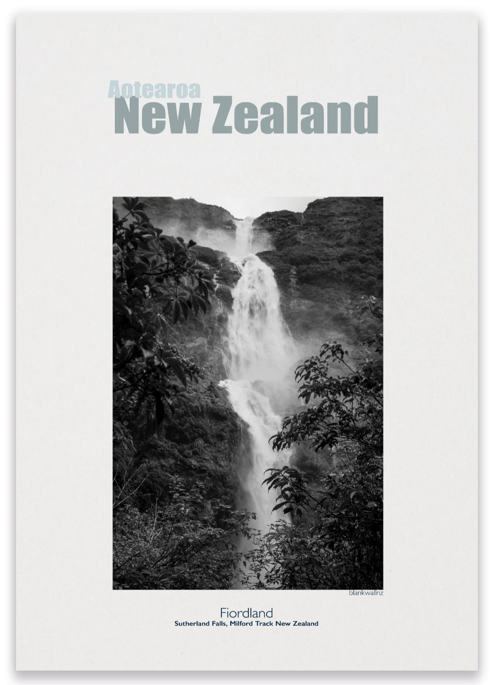 Sutherland Falls - New Zealand UNESCO laminated poster
